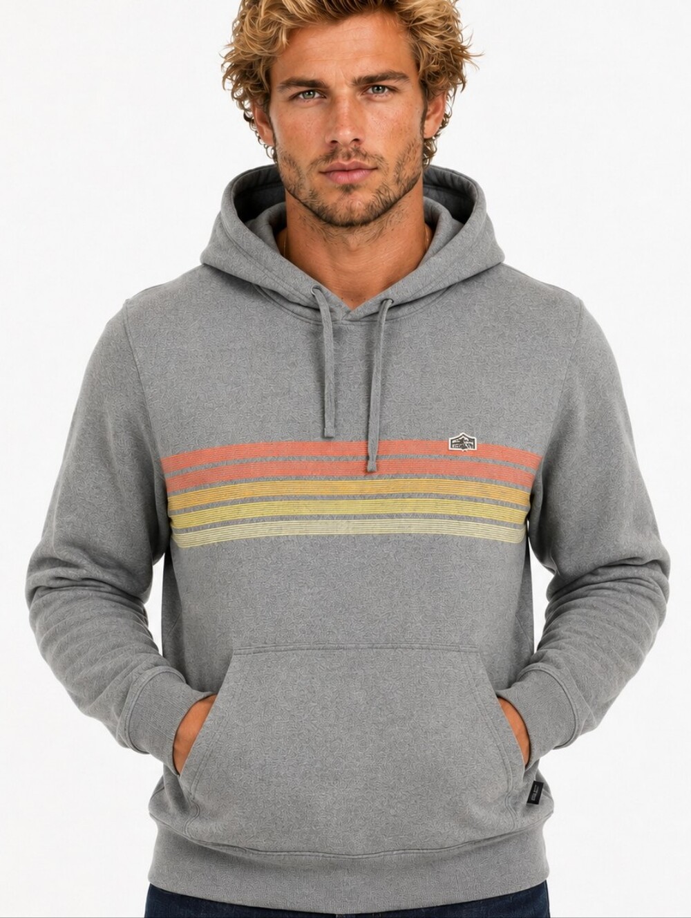 Patagonia Line Logo Ridge Stripe Uprisal Hoody Men's L Gravel Heather 39620